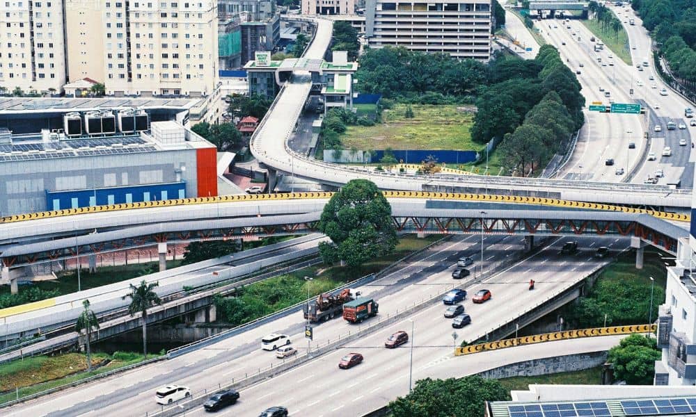 Urban roadway with heavy traffic highlighting the need for a traffic study before major improvements