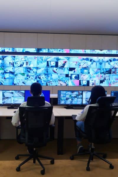 Traffic monitoring control room - ALTA SURVEY Michigan Engineers monitoring live traffic data in a control room, showing the technical planning work traffic engineers use to predict and prevent major shutdowns